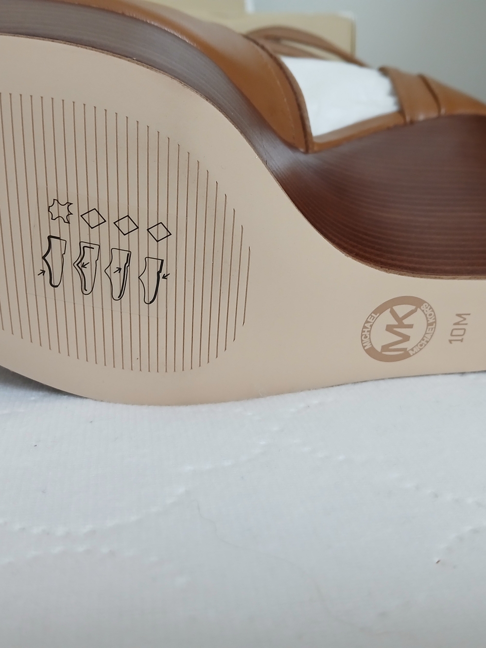 Michael Kors Cognac Leather Strappy Wedge Sandals - Picture 5 of 8